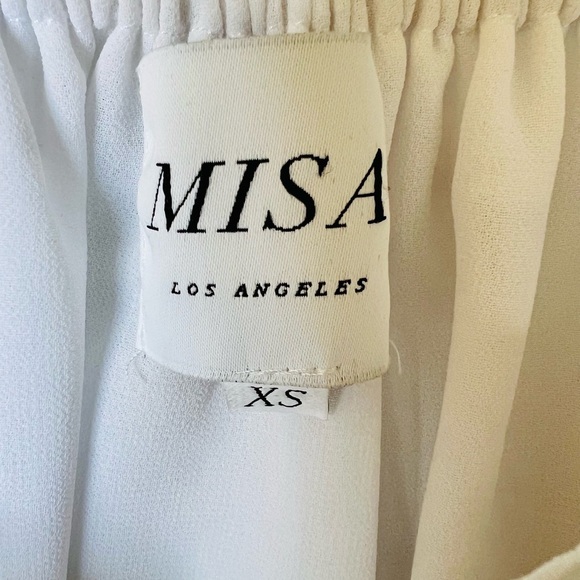 NEW! MISA Los Angeles White "Livey" chiffon top with ruffled trim - Picture 6 of 9